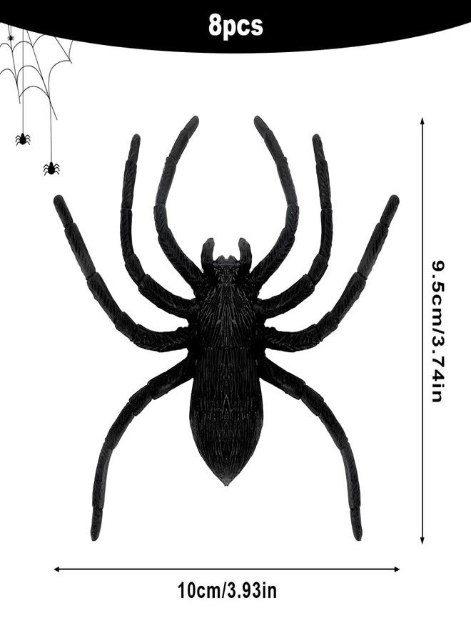 Luktastic Plastic Spiders, Spiders Halloween Decorations, Halloween Spider, Fake Spiders, 8PCS Black Large Spider Web Decoration, Realistic Prank Props Scare Fun Practical Surprise Joke Toys, 3.9 x 3.7 Inches - Image 2